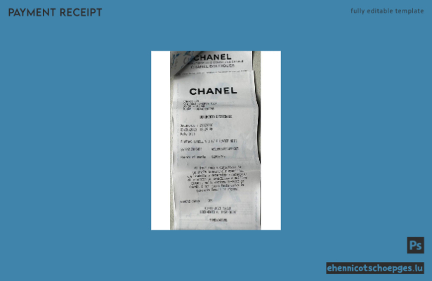 Vorschau eines Zahlungscheckbeispiels für Chanel-Boutiquen